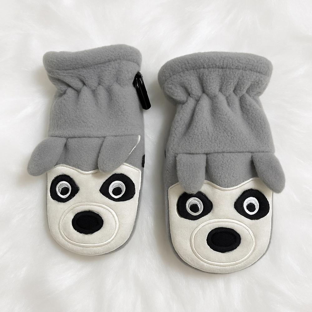 The Children's Place Gray Husky Dog Fleece Mittens 
Size L (2-4 Years)